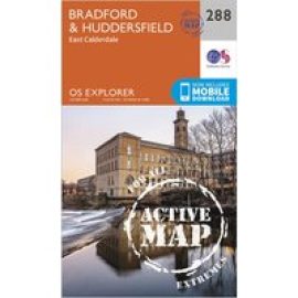 Ordnance Survey Explorer Active 288 Bradford & Huddersfield Map With Digital Version - Orange, Orange