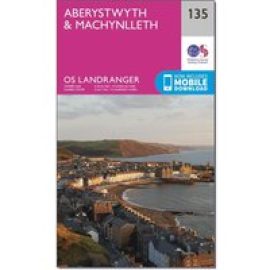 Ordnance Survey Landranger 135 Aberystwyth & Machynlleth Map With Digital Version - Pink, Pink