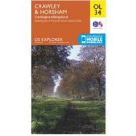 Ordnance Survey Explorer Ol 34 Crawley & Horsham Map - Orange, Orange