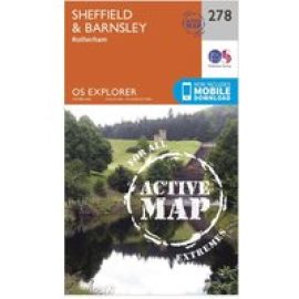Ordnance Survey Explorer Active 278 Sheffield & Barnsley Map With Digital Version - Orange, Orange