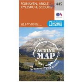 Ordnance Survey Explorer Active 445 Foinaven, Arkle, Kylesku & Scourie Map With Digital Version - Orange, Orange