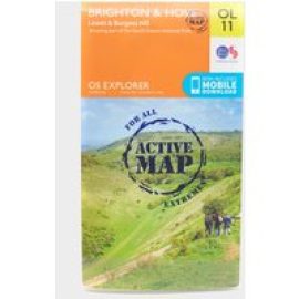 Ordnance Survey Explorer Active Ol 11 Brighton & Hove Map - Orange, Orange