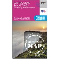 Ordnance Survey Landranger Active 199 Eastbourne & Hastings, Battle & Heathfield Map With Digital Version - Pink, Pink