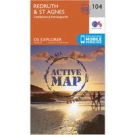 Ordnance Survey Explorer Active 104 Redruth & St Agnes Map With Digital Version - Orange, Orange