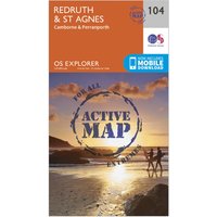 Ordnance Survey Explorer Active 104 Redruth & St Agnes Map With Digital Version - Orange, Orange