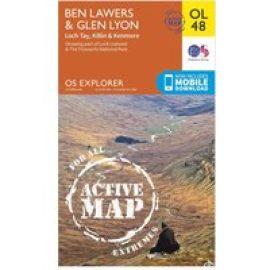 Ordnance Survey Explorer Active Ol48 Ben Lawers & Glen Lyon Map With Digital Version - Orange, Orange