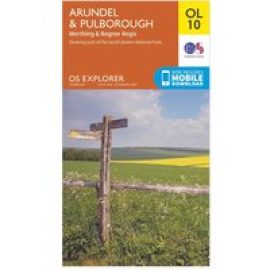 Ordnance Survey Explorer Ol10 Arundel & Pulborough Map With Digital Version - Orange, Orange
