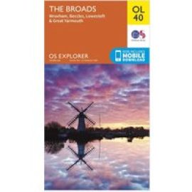 Ordnance Survey Explorer Ol 40 The Broads Map - Orange, Orange