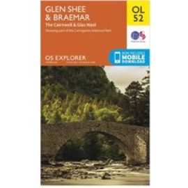 Ordnance Survey Explorer Ol52 Glen Shee & Braemar Map With Digital Version, D