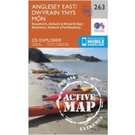 Ordnance Survey Explorer Active 263 Anglesey East Map With Digital Version - Orange, Orange