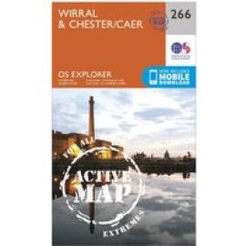 Ordnance Survey Explorer Active 266 Wirral & Chester Map With Digital Version - Orange, Orange