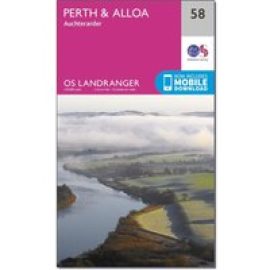 Ordnance Survey Landranger 58 Perth & Alloa, Auchterarder Map With Digital Version - Pink, Pink