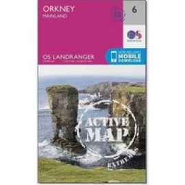Ordnance Survey Landranger Active 6 Orkney  Mainland Map With Digital Version - Pink, Pink