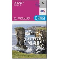 Ordnance Survey Landranger Active 6 Orkney Mainland Map With Digital Version - Pink, Pink