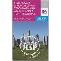 Ordnance Survey Landranger Active 8 Stornoway & North Lewis Map With Digital Version - Pink, Pink