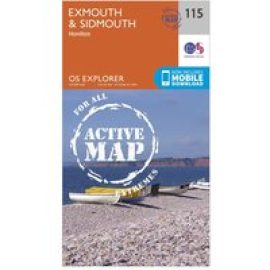 Ordnance Survey Explorer Active 115 Exmouth & Sidmouth Map With Digital Version - Orange, Orange