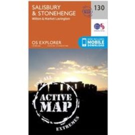 Ordnance Survey Explorer Active 130 Salisbury & Stonehenge Map With Digital Version - Orange, Orange