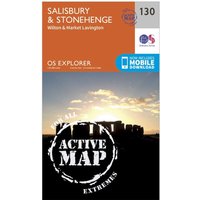 Ordnance Survey Explorer Active 130 Salisbury & Stonehenge Map With Digital Version - Orange, Orange