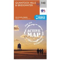Ordnance Survey Explorer Active 140 Quantock Hills & Bridgewater Map With Digital Version - Orange, Orange