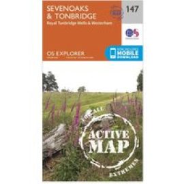 Ordnance Survey Explorer Active 147 Sevenoaks & Tonbridge Map With Digital Version - Orange, Orange