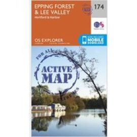 Ordnance Survey Explorer Active 174 Epping Forest & Lee Valley Map With Digital Version - Orange, Orange