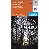 Ordnance Survey Explorer Active 182 St Albans & Hatfield Map With Digital Version - Orange, Orange