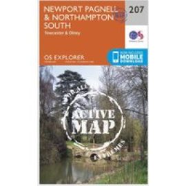 Ordnance Survey Explorer Active 207 Newport Pagnell & Northampton South Map With Digital Version - Orange, Orange