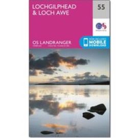 Ordnance Survey Landranger 55 Lochgilphead & Loch Awe Map With Digital Version - Pink, Pink