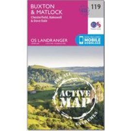 Ordnance Survey Landranger Active 119 Buxton & Matlock, Chesterfield, Bakewell & Dove Dale Map With Digital Version - Pink, Pink