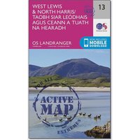 Ordnance Survey Landranger Active 13 West Lewis & North Harris Map With Digital Version - Pink, Pink