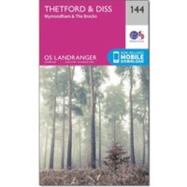 Ordnance Survey Landranger 144 Thetford & Diss, Breckland & Wymondham Map With Digital Version - Pink, Pink