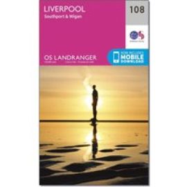 Ordnance Survey Landranger 108 Liverpool, Southport & Wigan Map With Digital Version - Pink, Pink