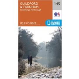 Ordnance Survey Explorer 145 Guildford & Farnham Map With Digital Version - Orange, Orange