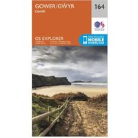 Ordnance Survey Explorer 164 Gower & Llanelli Map With Digital Version - Orange, Orange