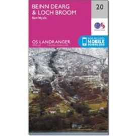 Ordnance Survey Landranger 20 Beinn Dearg & Loch Broom, Ben Wyvis Map With Digital Version - Pink, Pink