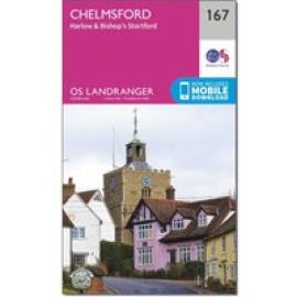 Ordnance Survey Landranger 167 Chelmsford, Harlow & Bishop's Stortford Map With Digital Version - Pink, Pink