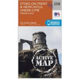 Ordnance Survey Explorer Active 258 Stoke-On-Trent & Newcastle-Under-Lyme Map With Digital Version - Orange, Orange