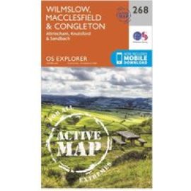 Ordnance Survey Explorer Active 268 Wilmslow, Macclesfield & Congleton Map With Digital Version - Orange, Orange