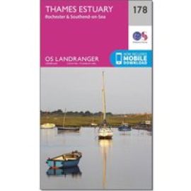 Ordnance Survey Landranger 178 Thames Estuary Map - Pink, Pink