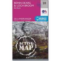 Ordnance Survey Landranger Active 20 Beinn Dearg & Loch Broom Map With Digital Version - Pink, Pink