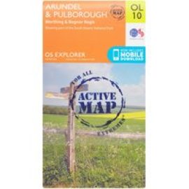 Ordnance Survey Explorer Active Ol 10 Arundel & Pulborough Map - Orange, Orange