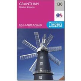 Ordnance Survey Landranger 130 Grantham, Sleaford & Bourne Map With Digital Version - Pink, Pink