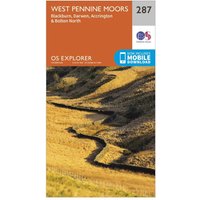 Ordnance Survey Explorer 287 West Pennine Moors, Blackburn, Darwen & Accrington Map With Digital Version, D