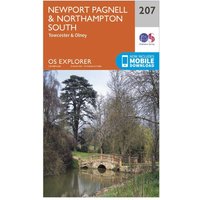 Ordnance Survey Explorer 207 Newport Pagnell & Northampton South Map With Digital Version - Orange, Orange