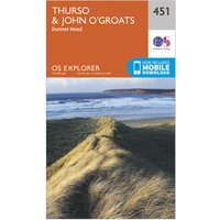 Ordnance Survey Explorer 451 Thurso & John O'Groats Map With Digital Version - Orange, Orange