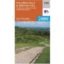 Ordnance Survey Explorer 190 Malvern Hills & Bredon Hill Map With Digital Version - Orange, Orange