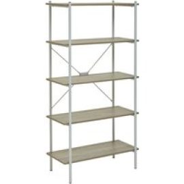 Bradken Natural Oak Wooden Shelving Unit With White Metal Frame