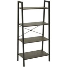 Bradken Dark Oak Wooden 4 Tier Shelving Unit With Black Frame