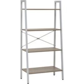Bradken Natural Wooden 4 Tier Shelving Unit With White Frame