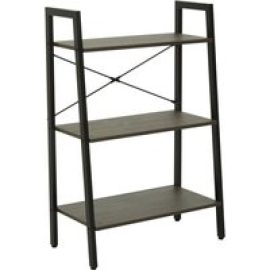 Bradken Dark Oak Wooden 3 Tier Shelving Unit With Black Frame
